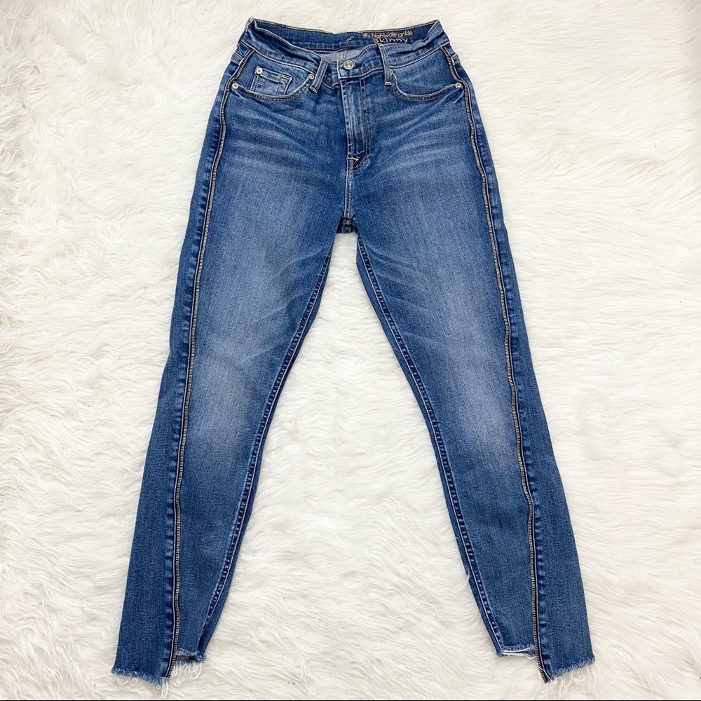 7 FOR ALL MANKIND Zipper Trim Denim Skinny Jean Ankle Pants - Picture 2 of 5